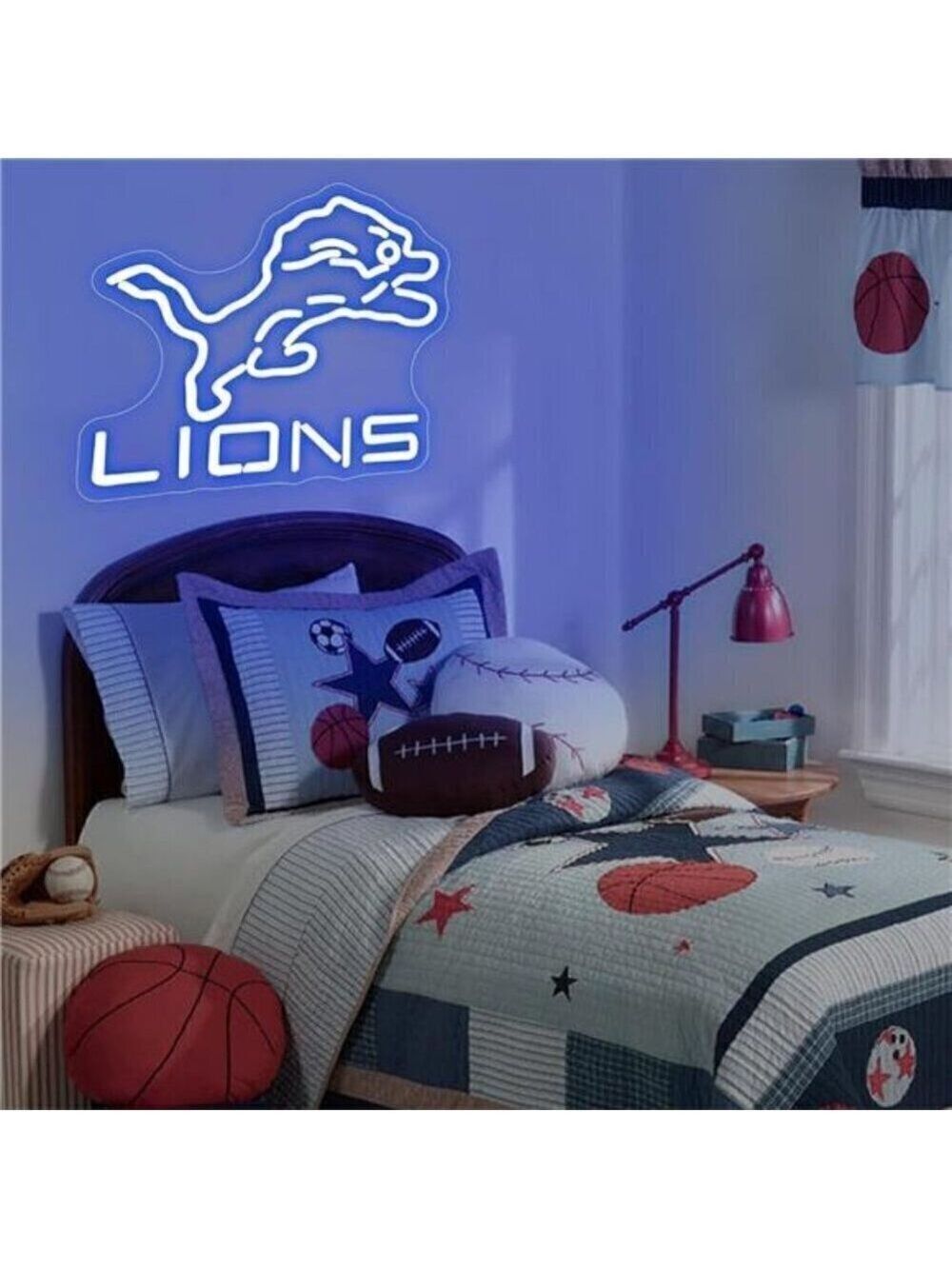 NFL Detroit Lions Team Logo Light Sports Signs Football LED Neon Bar Man Cave - Picture 5 of 6